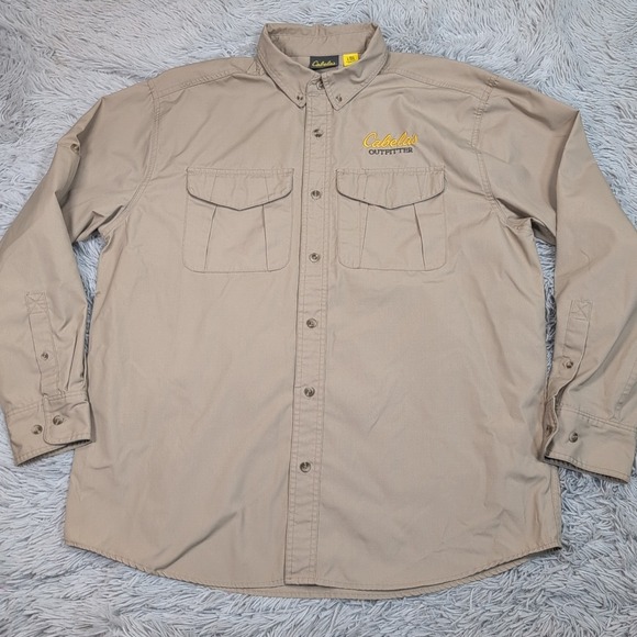 Cabela's Other - Cabela's Shirt Mens L Biege Button Up Casual Pockets Outdoors Active‎ Uniform